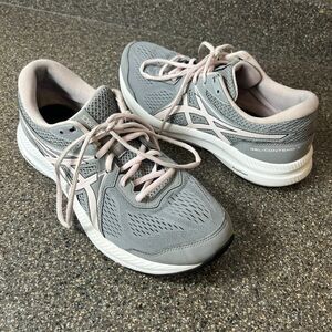 Asics Gel-Contend 7 Shoe Womens Sz 11 Gray Pink Running Sneaker Everyday Comfort